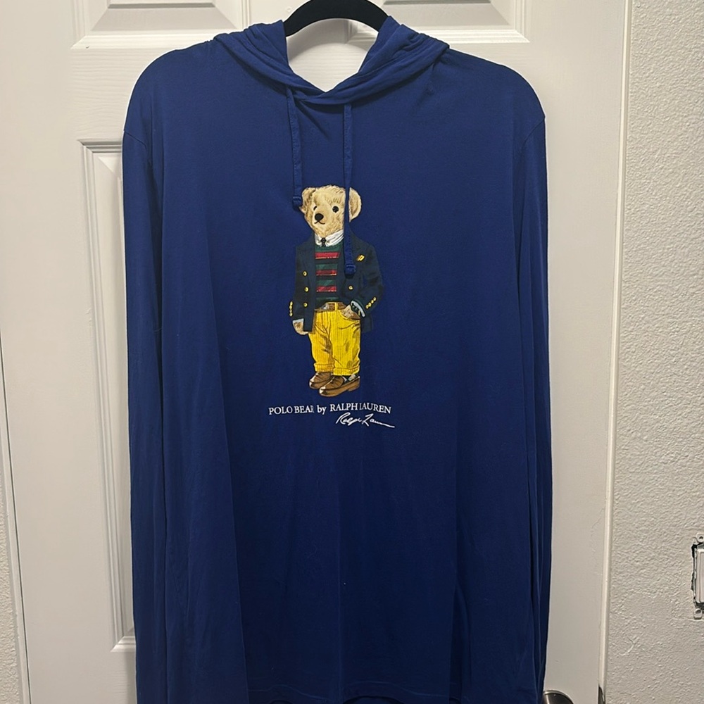 Polo by Ralph Lauren Blue Long Sleeve Tee with Bear Graphic